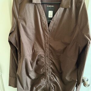 Fashion Nova Chocolate Ruche Shirt Dress